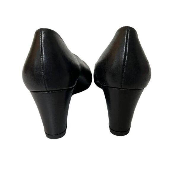 Stuart Weitzman Choked-Up Black Leather Wedge Pump - Picture 4 of 7